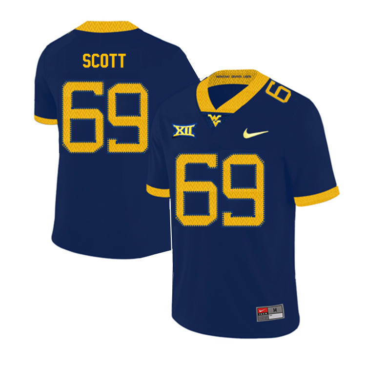 2019 Men #69 Blaine Scott West Virginia Mountaineers College Football Jerseys Sale-Navy